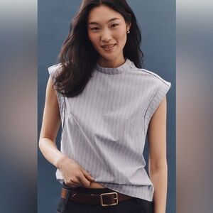 Maeve by Anthropologie Light Blue Striped Blouse